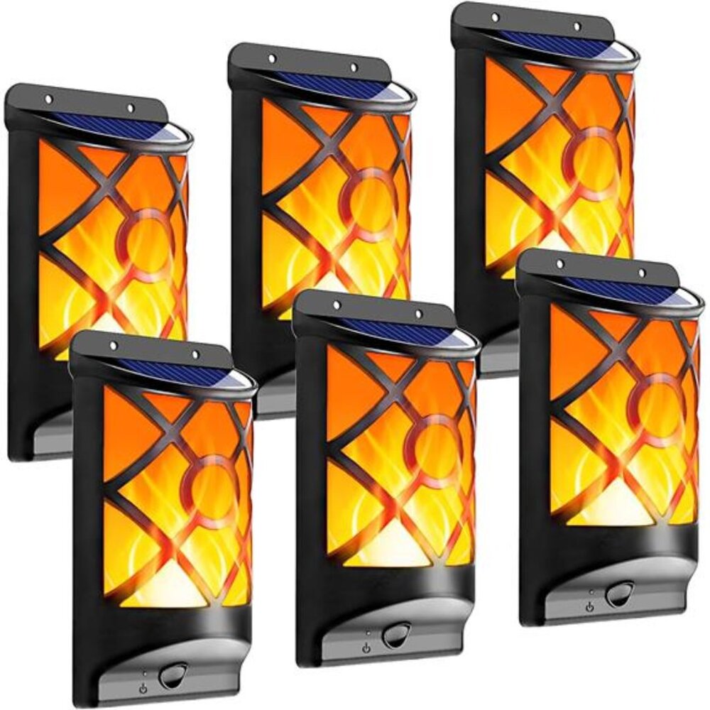 6 Pack Solar Flame Lights Outdoor Waterproof - Realistic 3D Flickering Flame